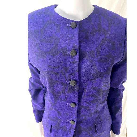 Pendleton Purple & Black Virgin Wool Floral Blazar Size 14 - Picture 1 of 9
